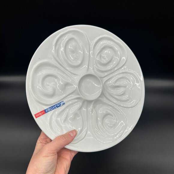 Bodum Provence White Oyster Plate Serving Dish Shell Ceramic Holds 6 Clams - Picture 6 of 8